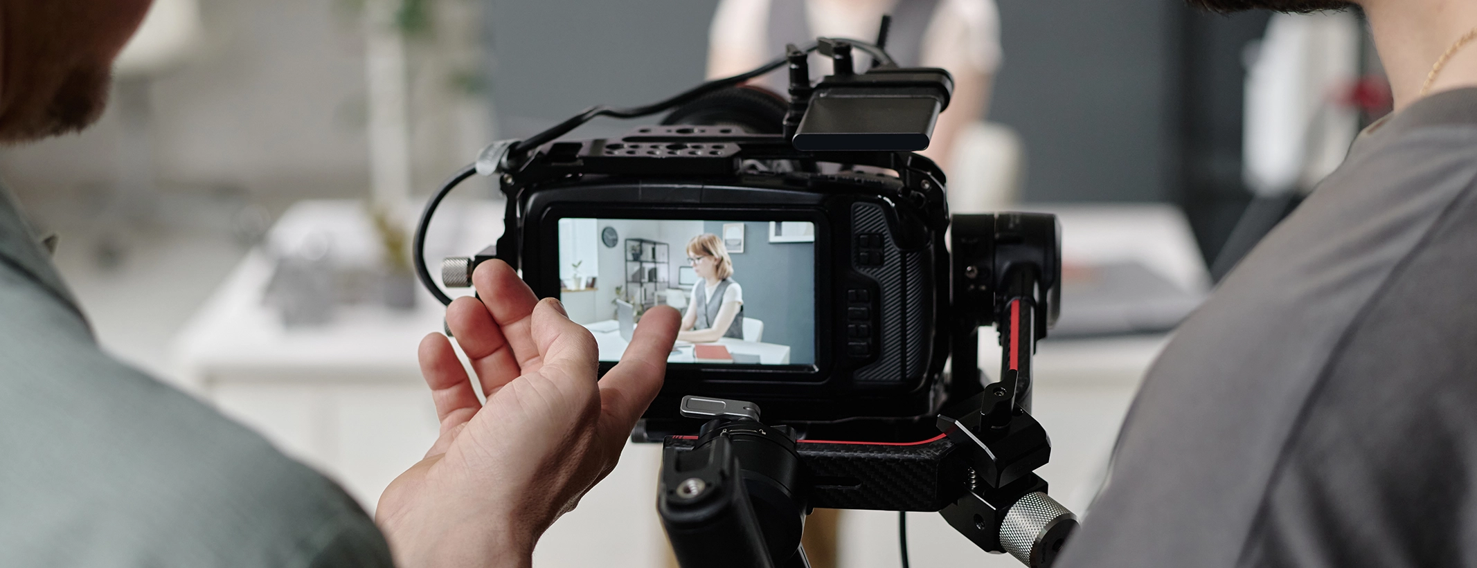 Video production setup in an office